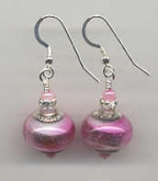 Pandora Style, Pink, White, Silver Foil & Sterling Silver Earrings